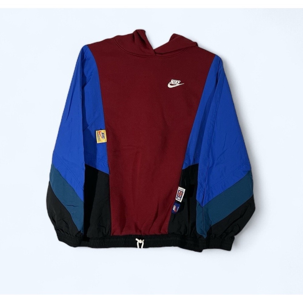 Nike Mens Pullover Hoodie Windbreaker Logo Patchwork Size S Rare Retro Shoutout